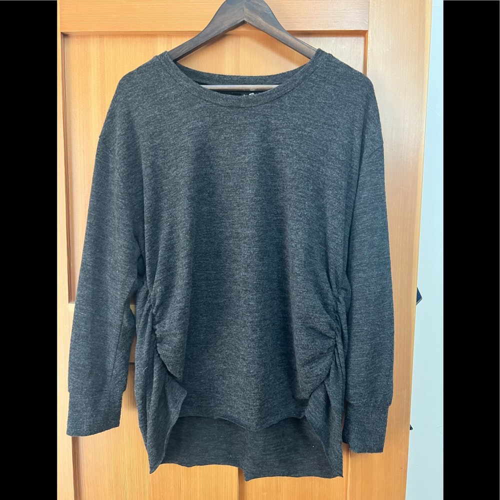 Grey Shirred Side Sweater